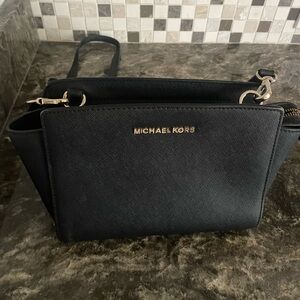 Michael Kors Black Crossbody Bag with Gold Hardware